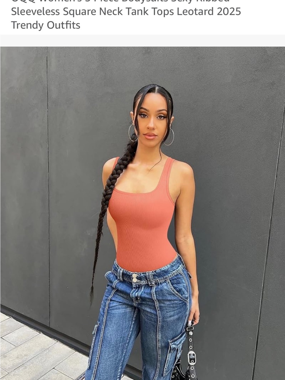 OQQ Women's 3 Piece Bodysuits Sexy Ribbed Sleeveless Square Neck Tank Tops 043 - Picture 5 of 6